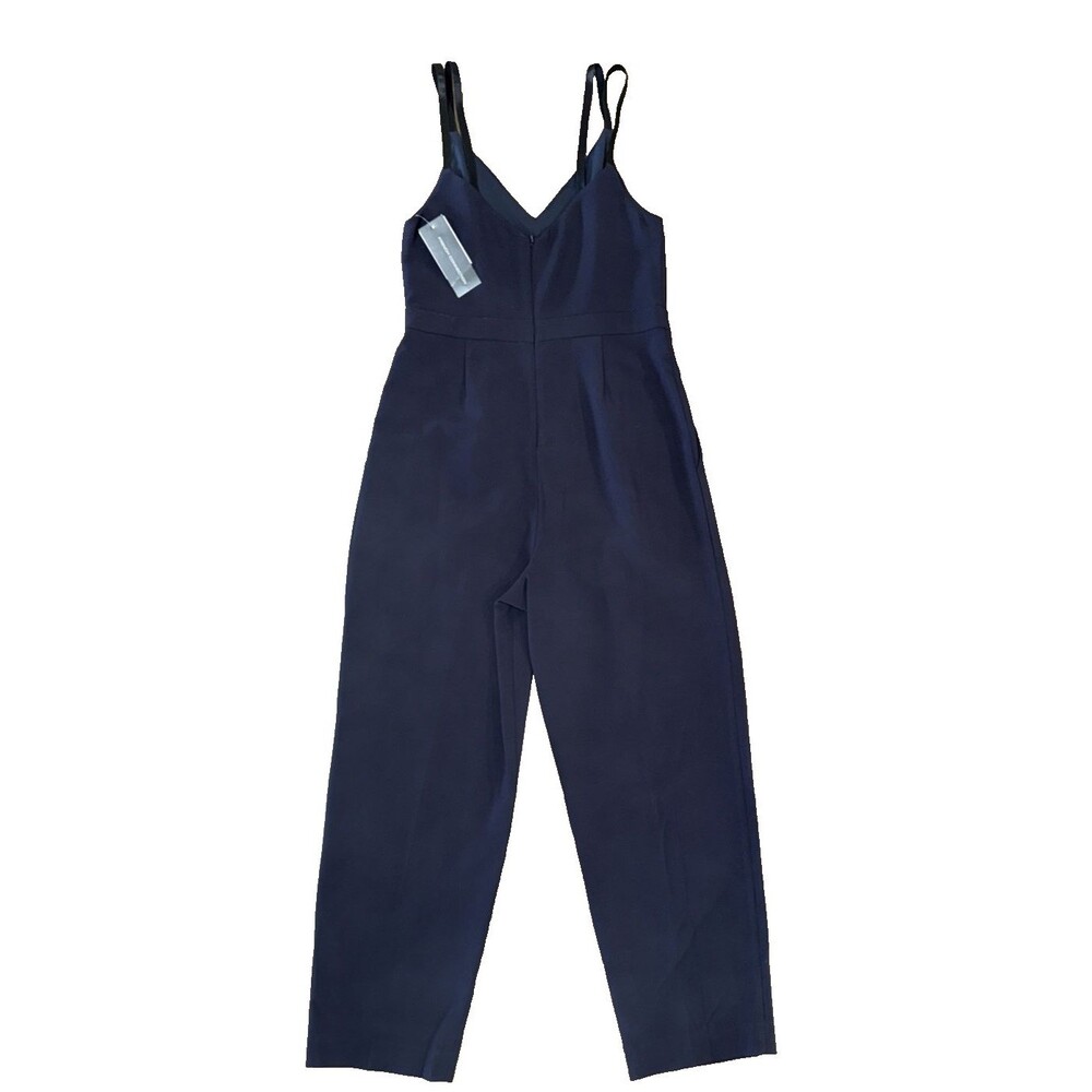 French Connection Navy Crepe Strappy Tapered Leg Jumpsuit NWT 8 Pockets Pleated! - Picture 8 of 11